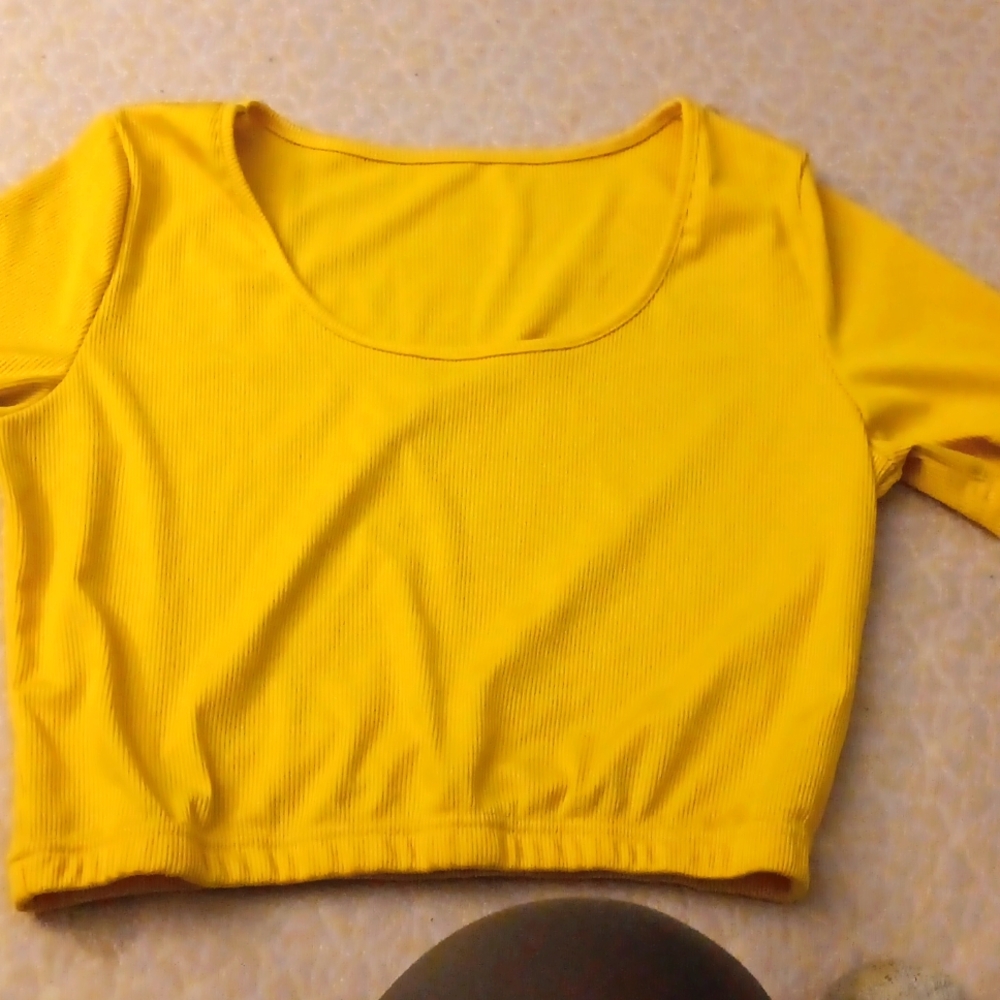 A yellow Crop top.